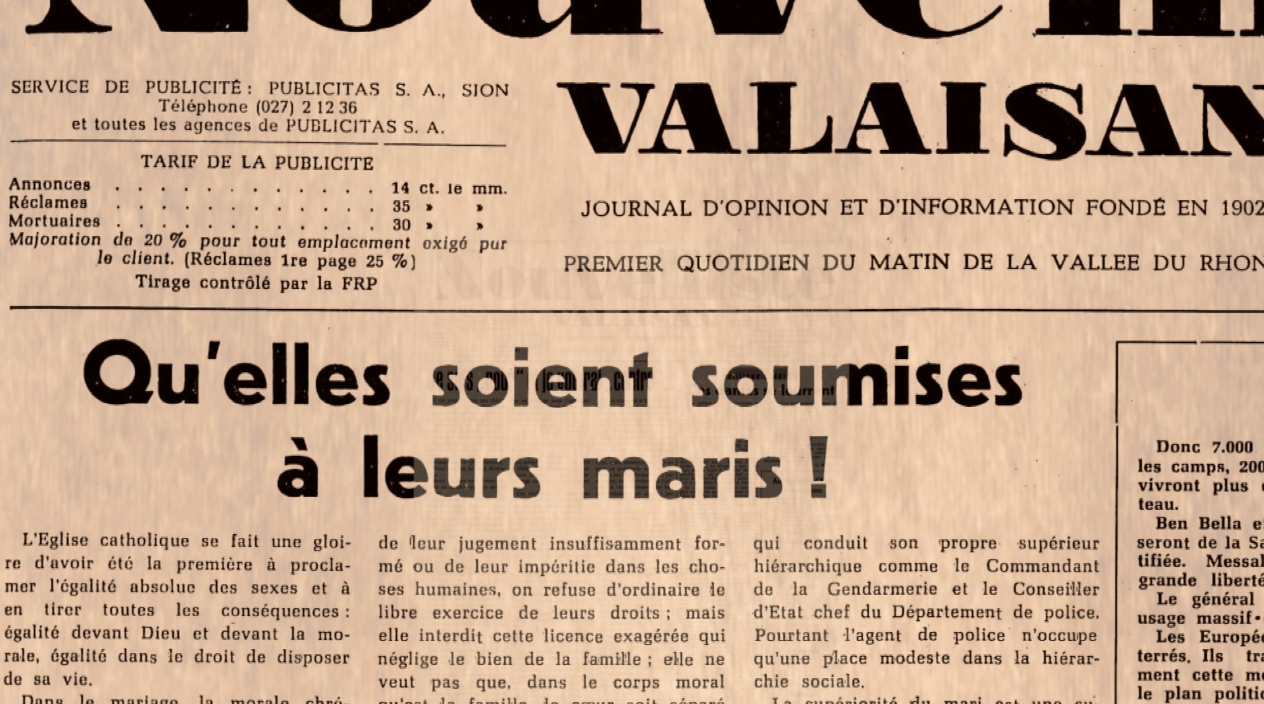 « BILAN D’UNE EPOPEE » 50 ans de droit de vote des femmes en Valais, le film