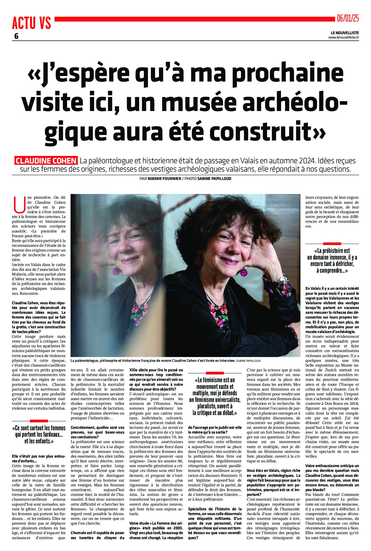 Claudine Cohen en Valais pour les 10 ans de Via Mulieris